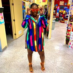 💚🧡❤️Multicolored Loose Fitted Dress